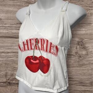 Wild Fable cherries cottagecore graphic halter crop tank top, size medium